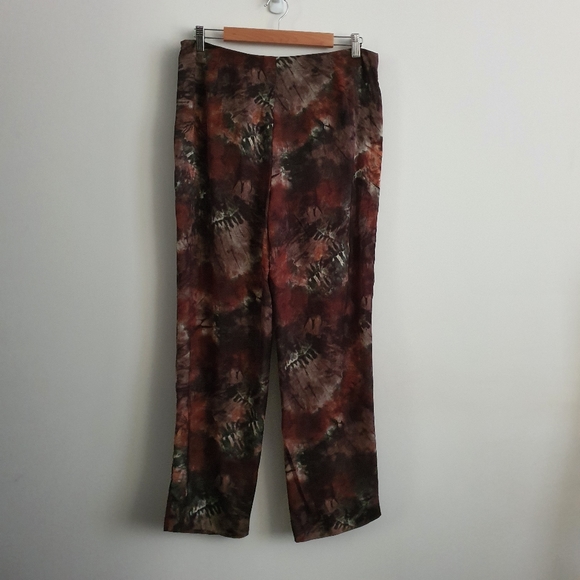 Zara Women's Brown Green Print Tie Front Wide Leg Pants Size L NWT - Picture 8 of 8